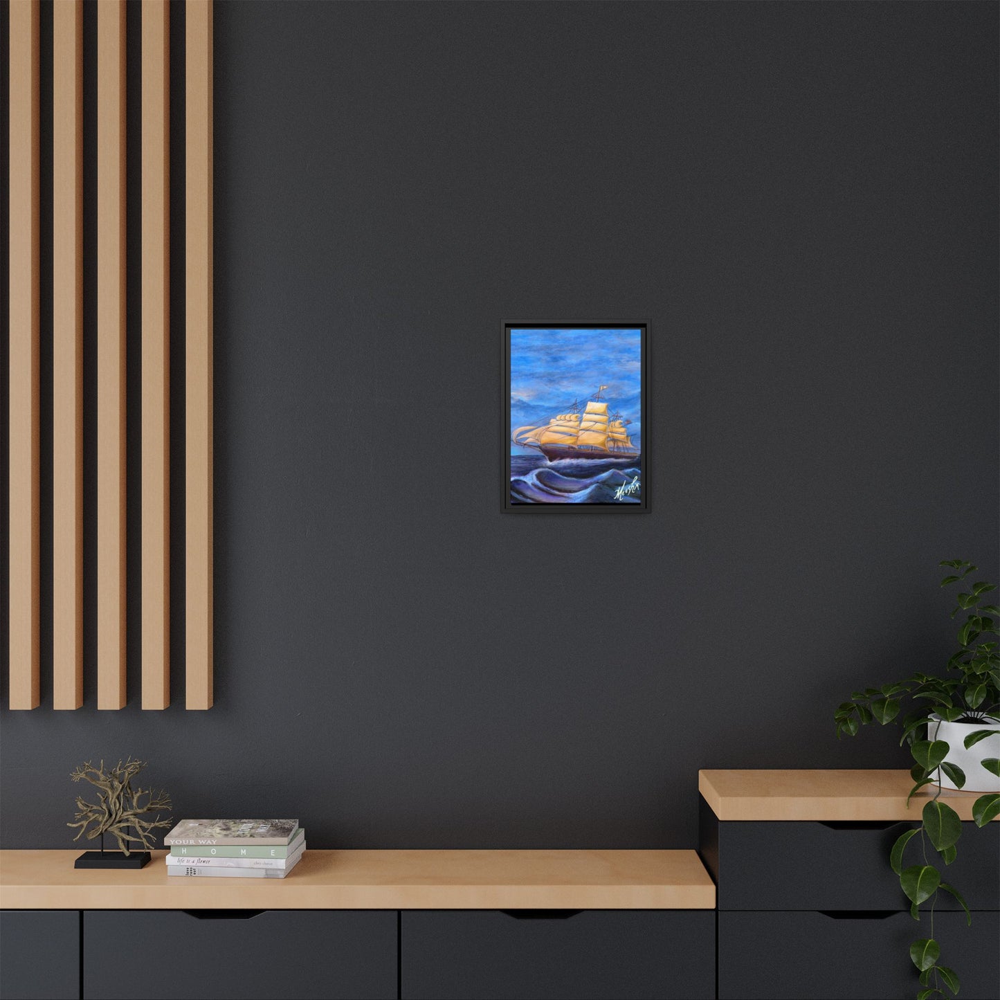 Whimsical Wavehopper Framed Canvas Print