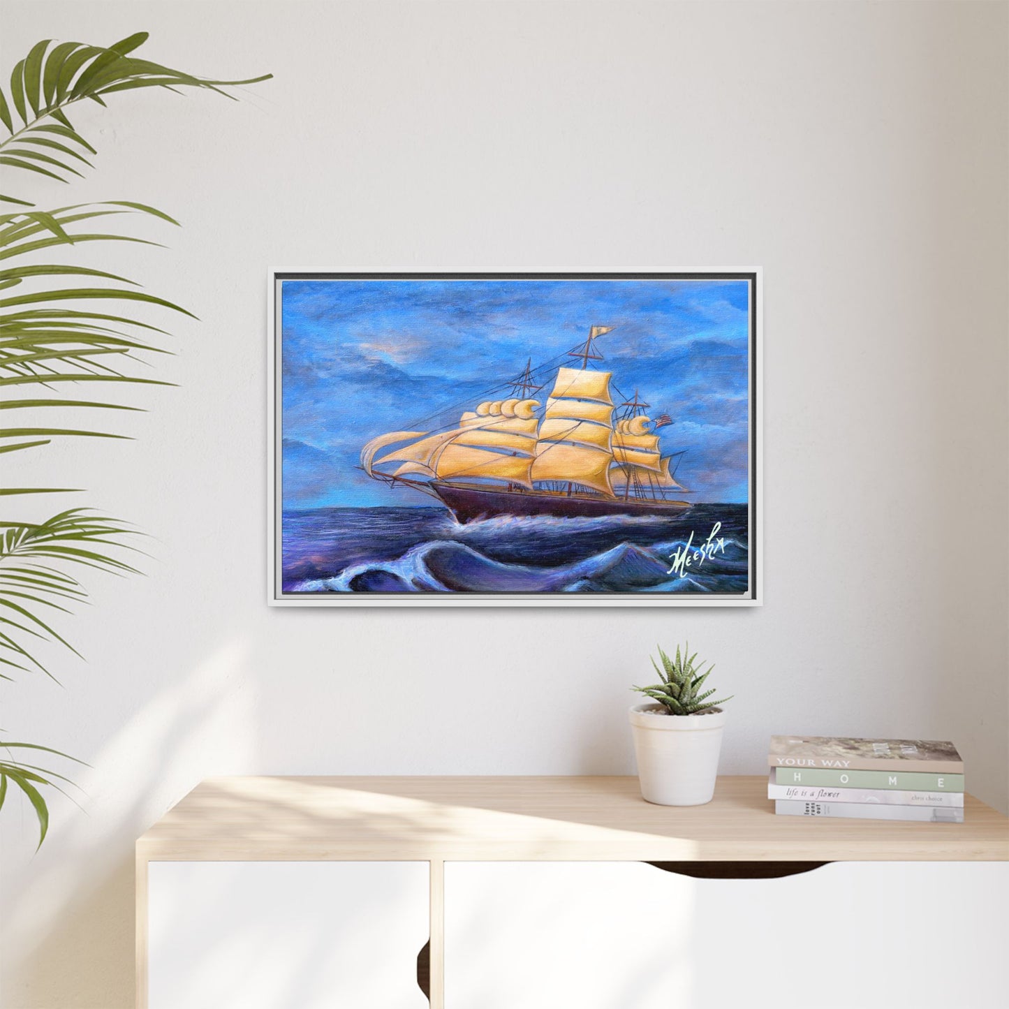 Whimsical Wavehopper Framed Canvas Print