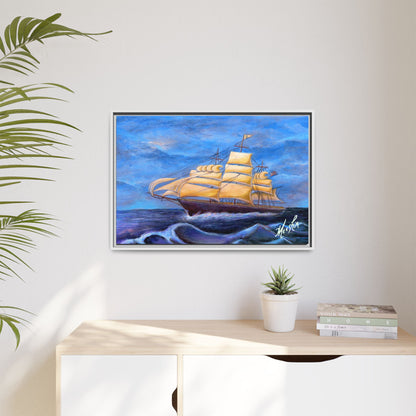 Whimsical Wavehopper Framed Canvas Print