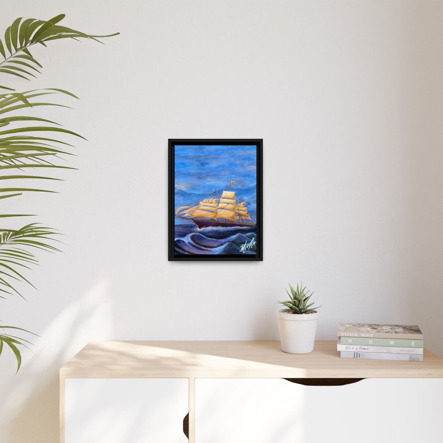 Whimsical Wavehopper Framed Canvas Print