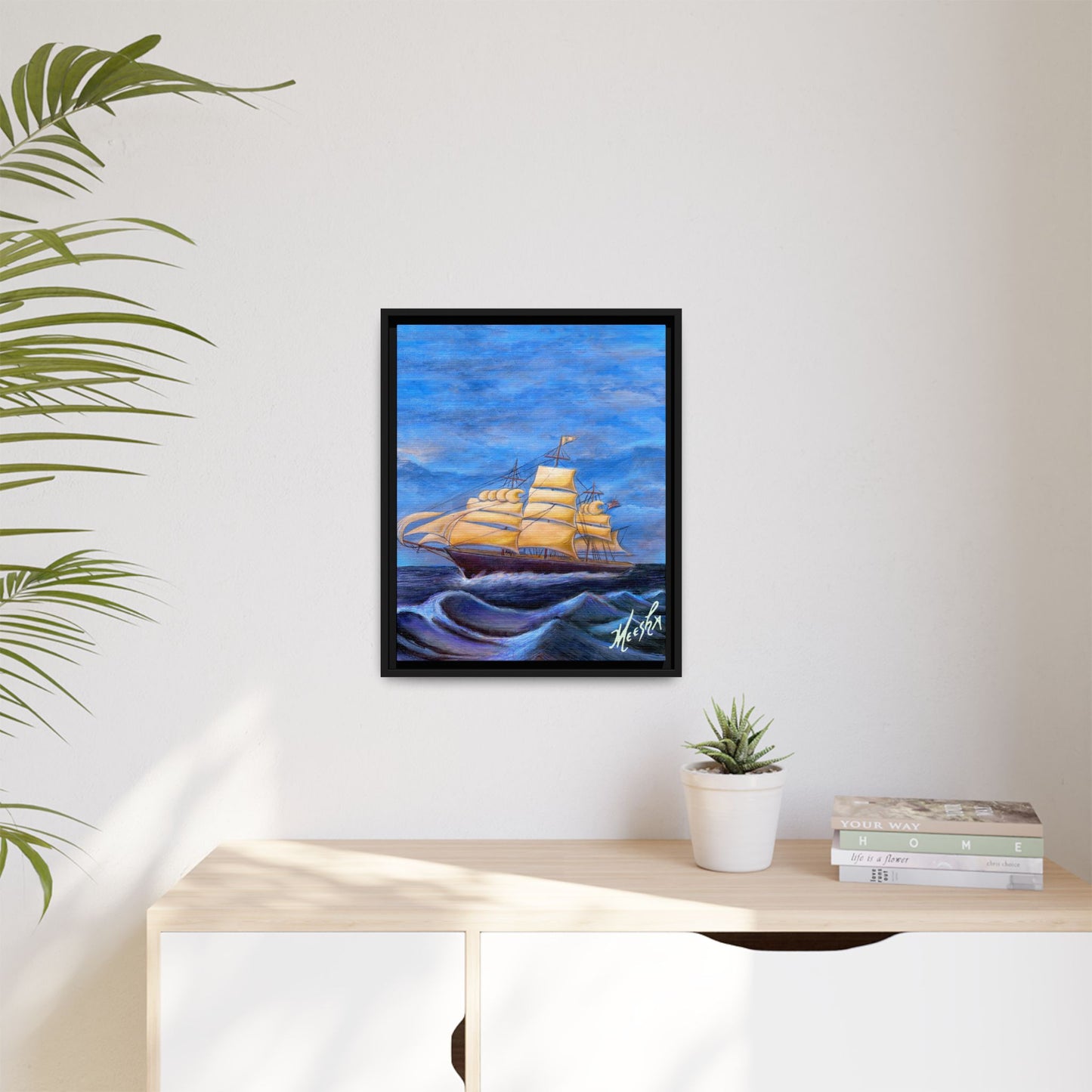 Whimsical Wavehopper Framed Canvas Print