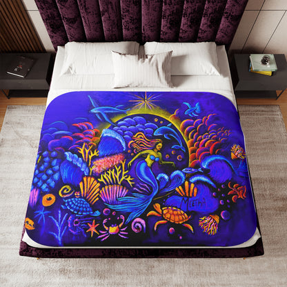 Colorful and Cozy Celestial Extraterrestrial Favorite Sherpa Blanket