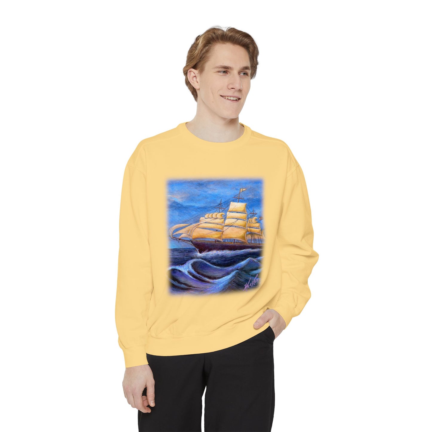 Whimsical Wavehopper Unisex Garment-Dyed Sweatshirt