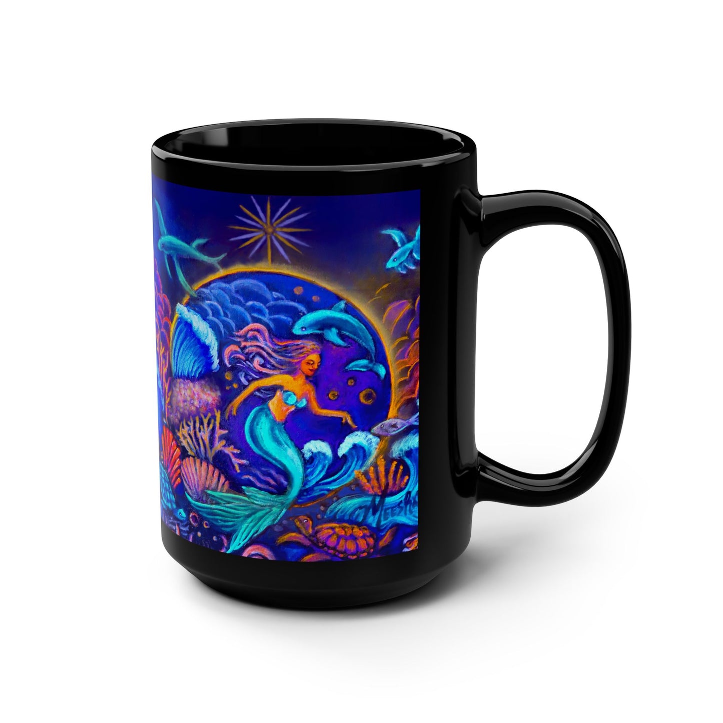 Celestial Extraterrestrial Black Mug, 15oz