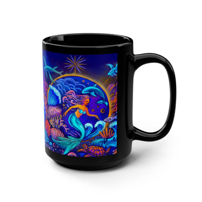 Celestial Extraterrestrial Black Mug, 15oz