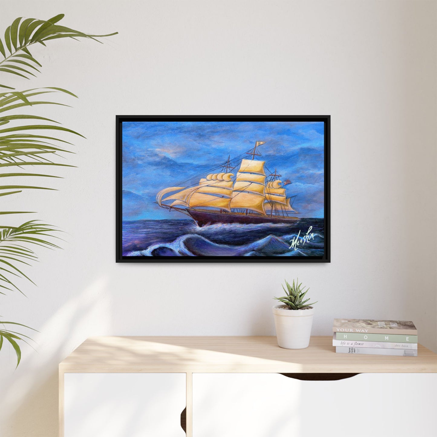 Whimsical Wavehopper Framed Canvas Print