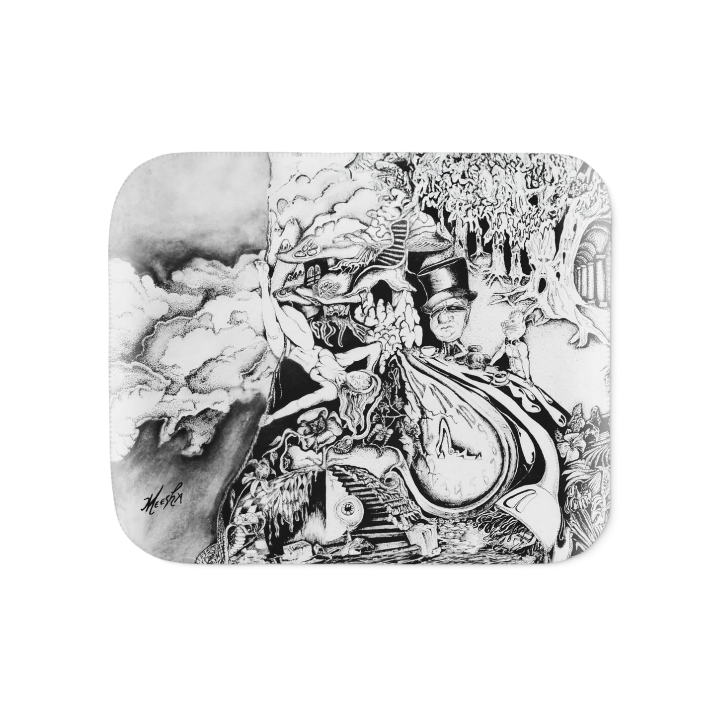 Colorful and Cozy Alice In Blunderland Super Snuggly Sherpa Blanket