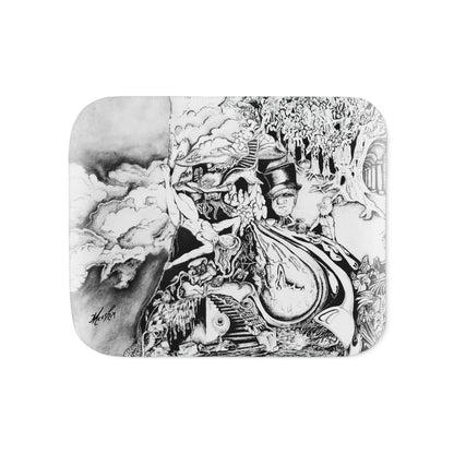 Colorful and Cozy Alice In Blunderland Super Snuggly Sherpa Blanket
