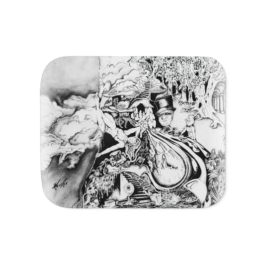 Colorful and Cozy Alice In Blunderland Super Snuggly Sherpa Blanket