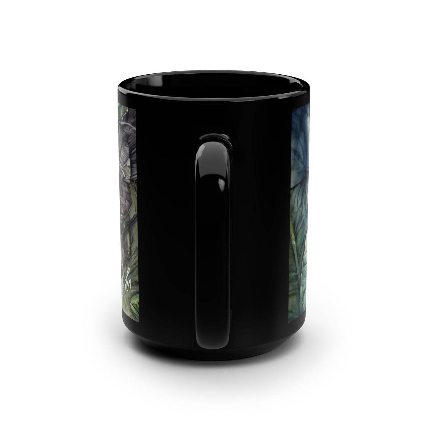 Watchful Warrior Black Mug, 15oz
