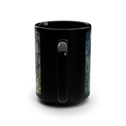 Watchful Warrior Black Mug, 15oz