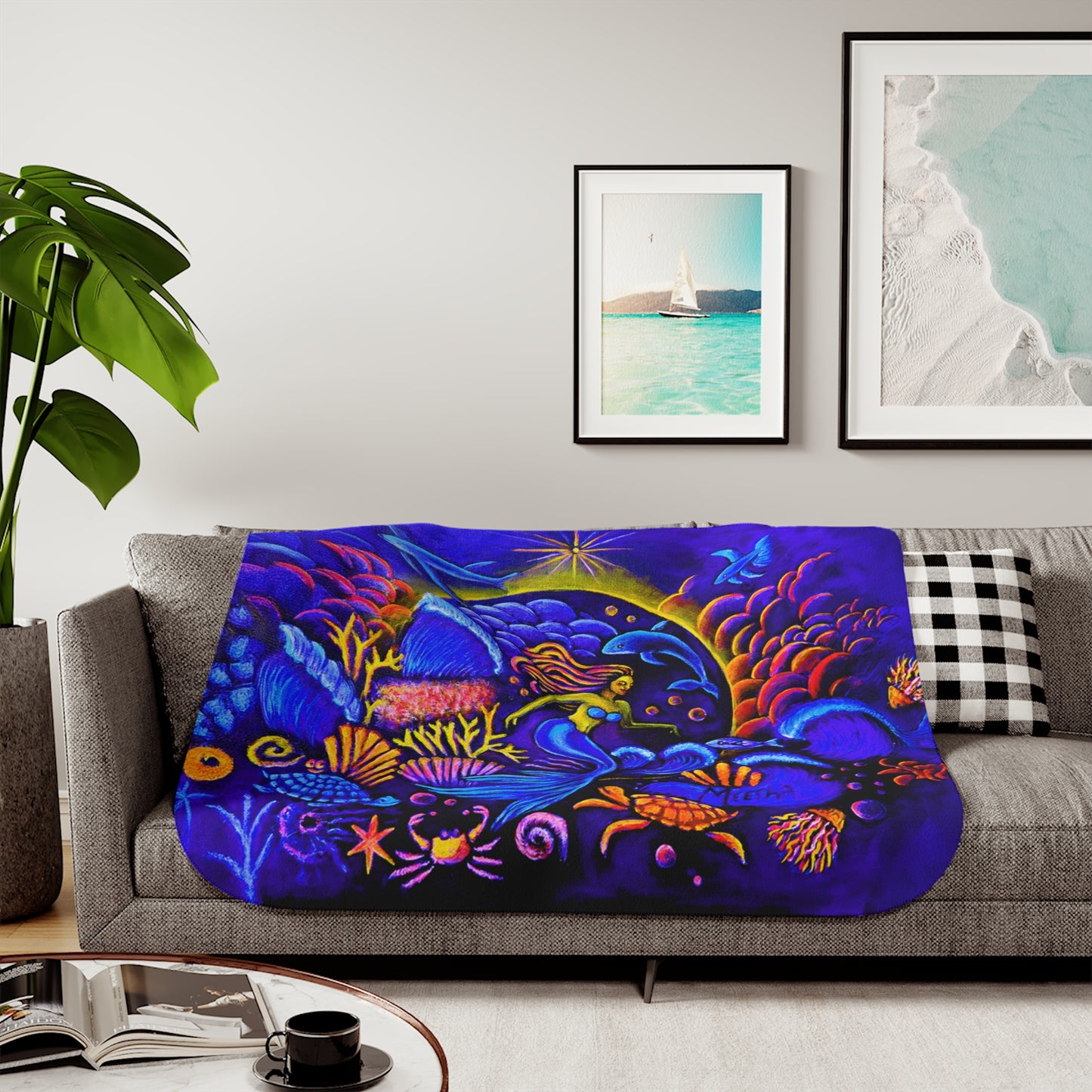 Colorful and Cozy Celestial Extraterrestrial Favorite Sherpa Blanket