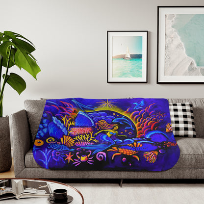Colorful and Cozy Celestial Extraterrestrial Favorite Sherpa Blanket