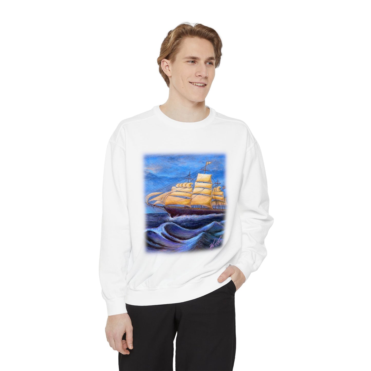 Whimsical Wavehopper Unisex Garment-Dyed Sweatshirt