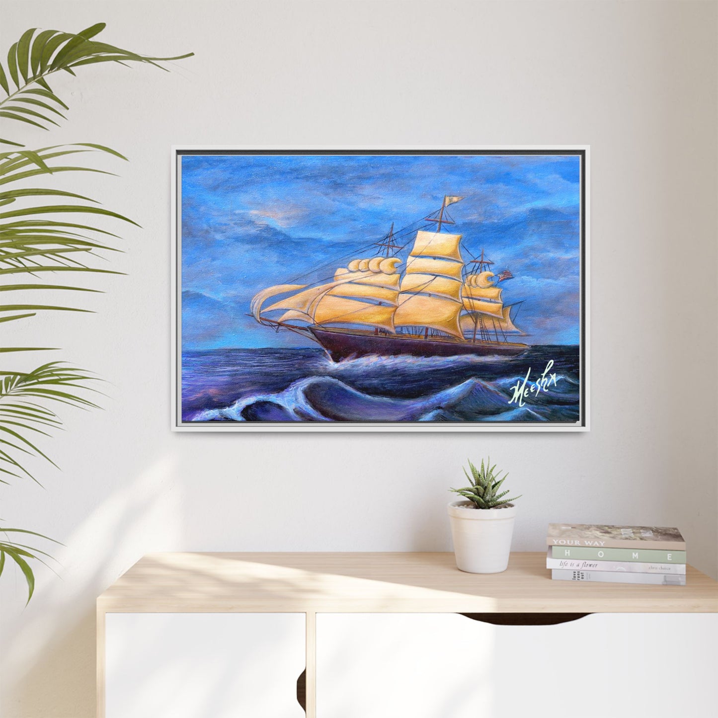 Whimsical Wavehopper Framed Canvas Print