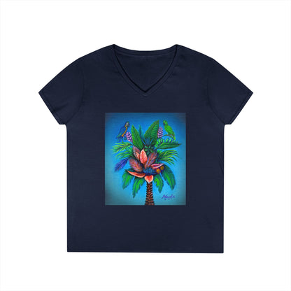 Palm Tree of Life Ladies' V-Neck T-Shirt