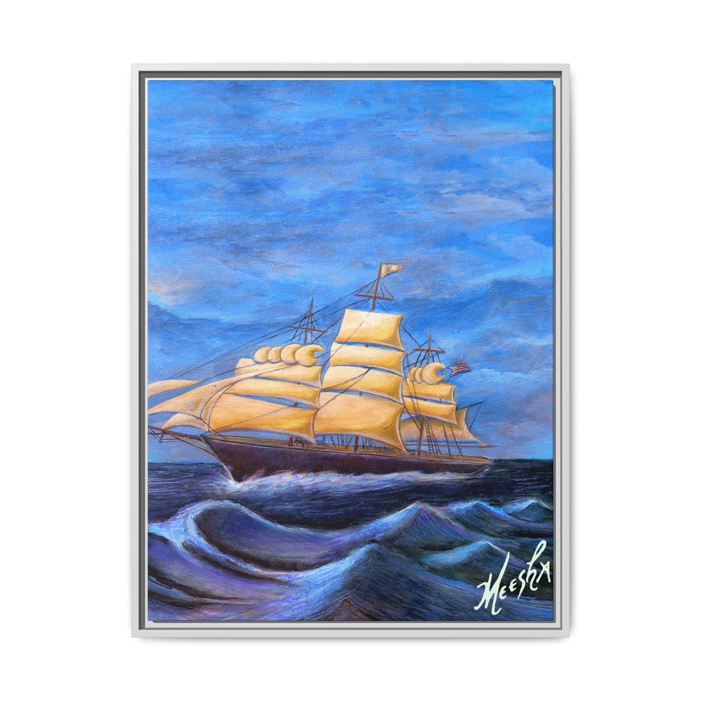 Whimsical Wavehopper Framed Canvas Print