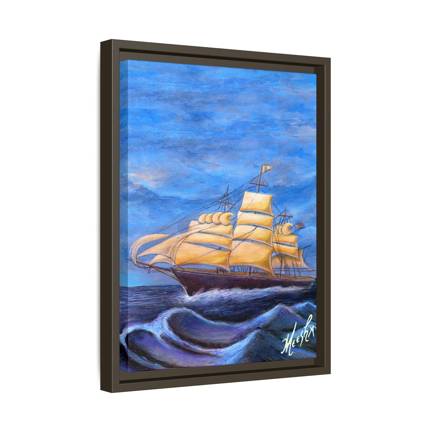 Whimsical Wavehopper Framed Canvas Print