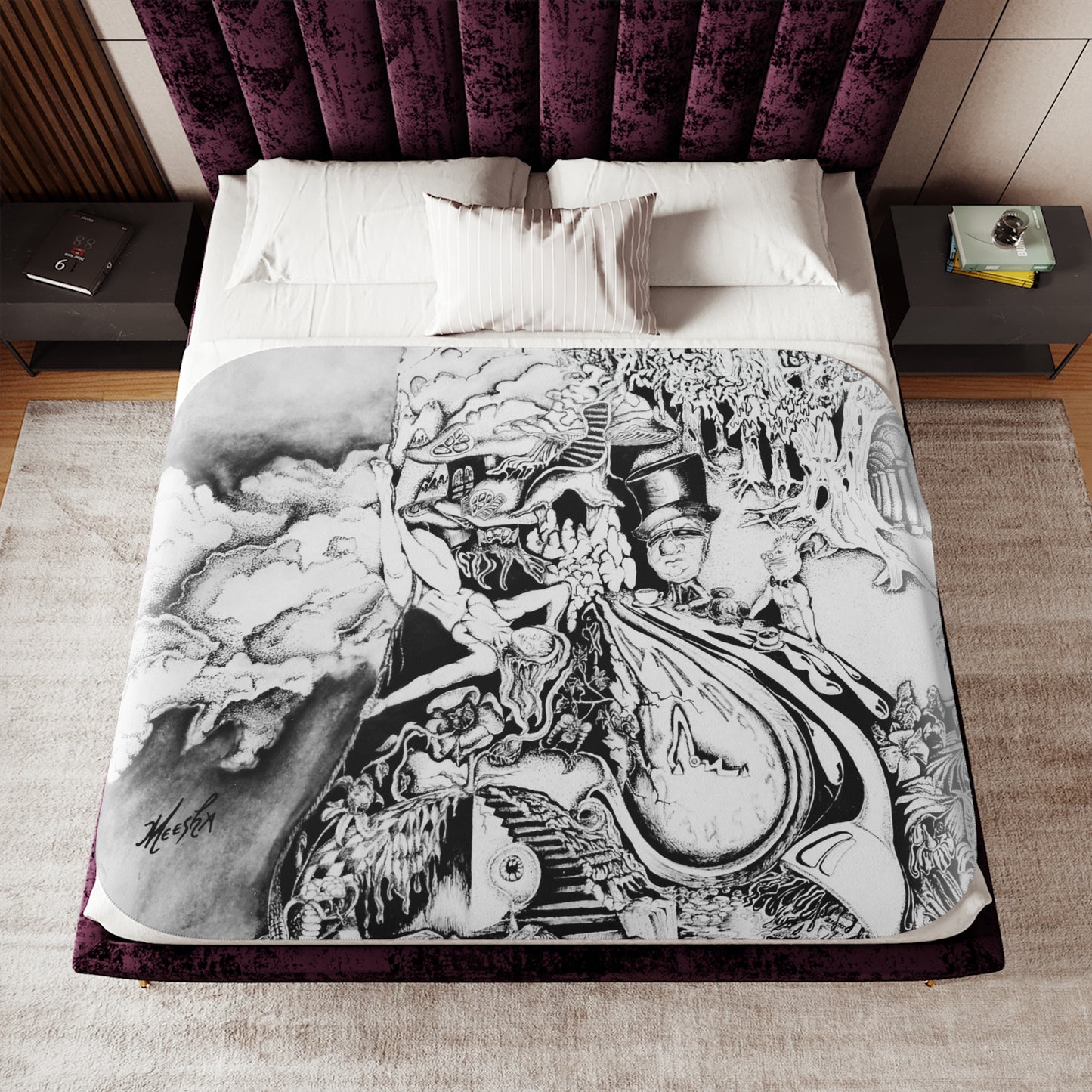 Colorful and Cozy Alice In Blunderland Super Snuggly Sherpa Blanket