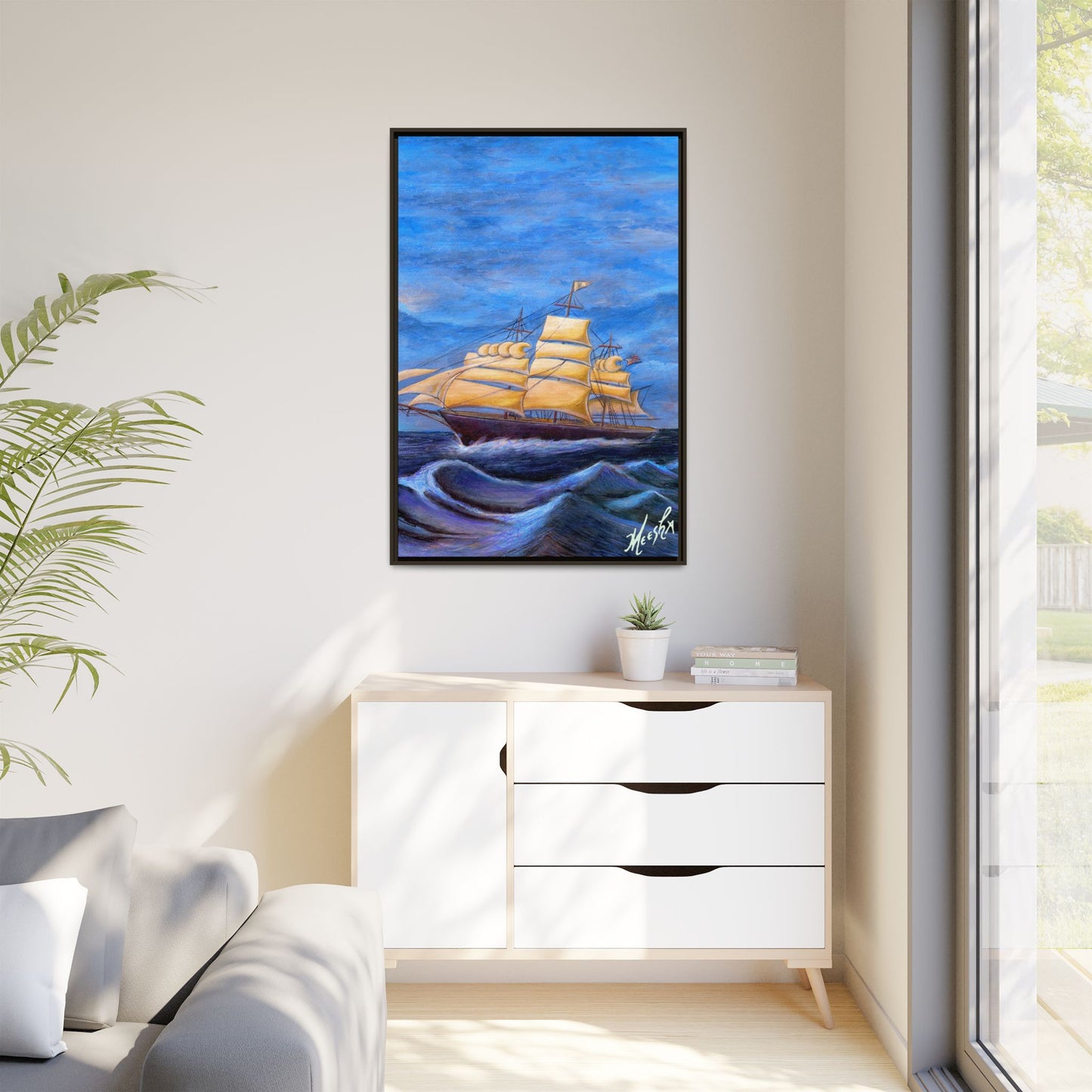Whimsical Wavehopper Framed Canvas Print