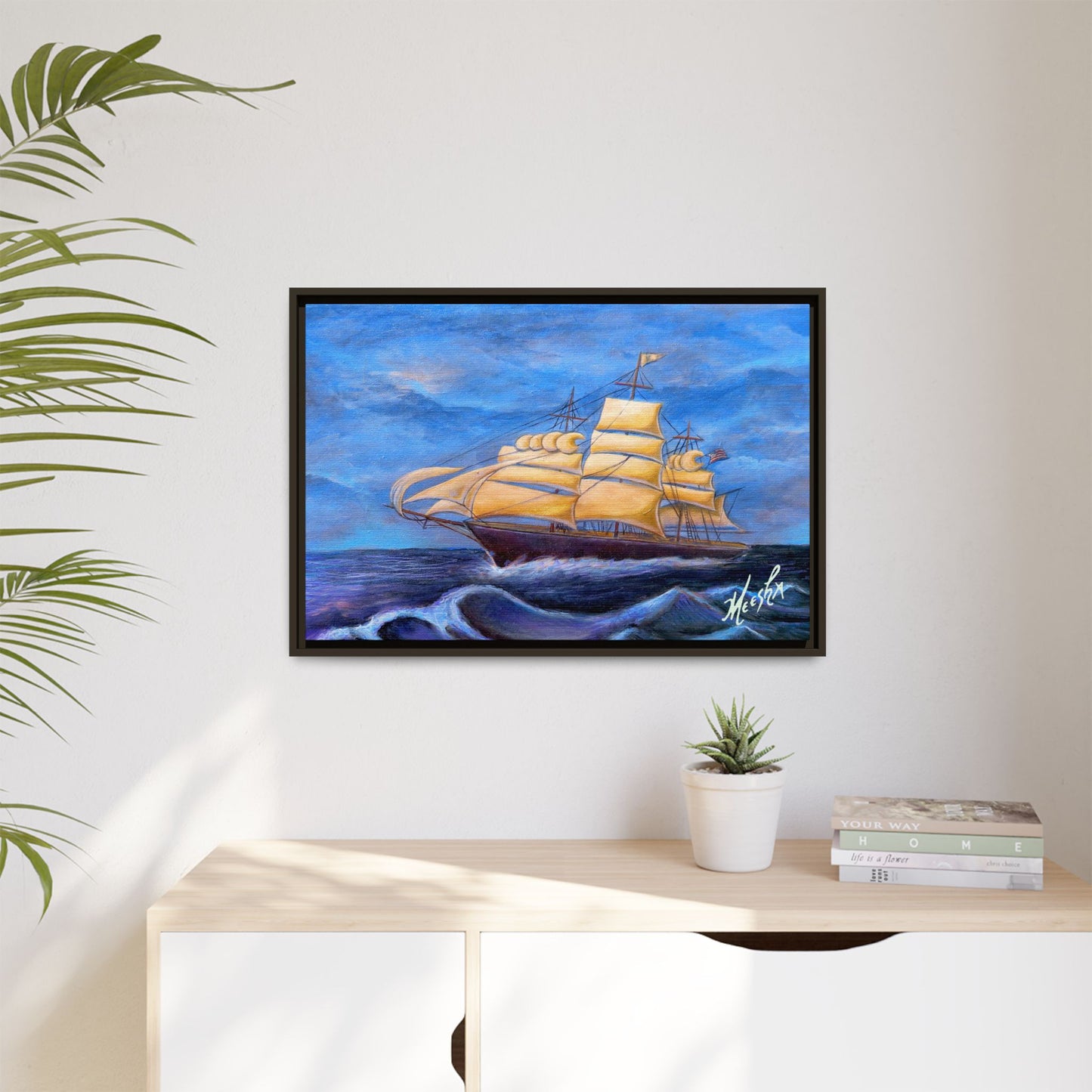 Whimsical Wavehopper Framed Canvas Print