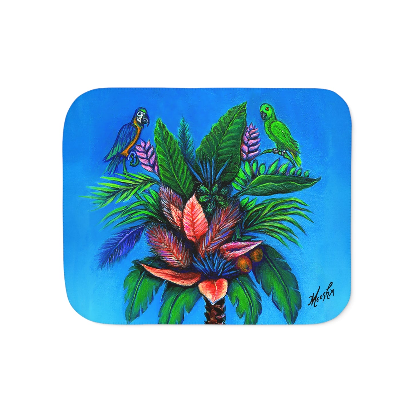 Colorful and Cozy Palm Tree of Life Favorite Sherpa Blanket