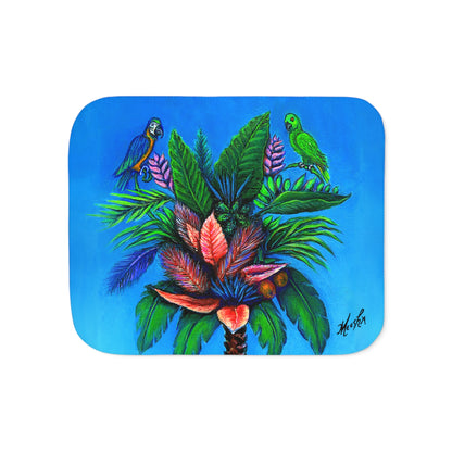 Colorful and Cozy Palm Tree of Life Favorite Sherpa Blanket