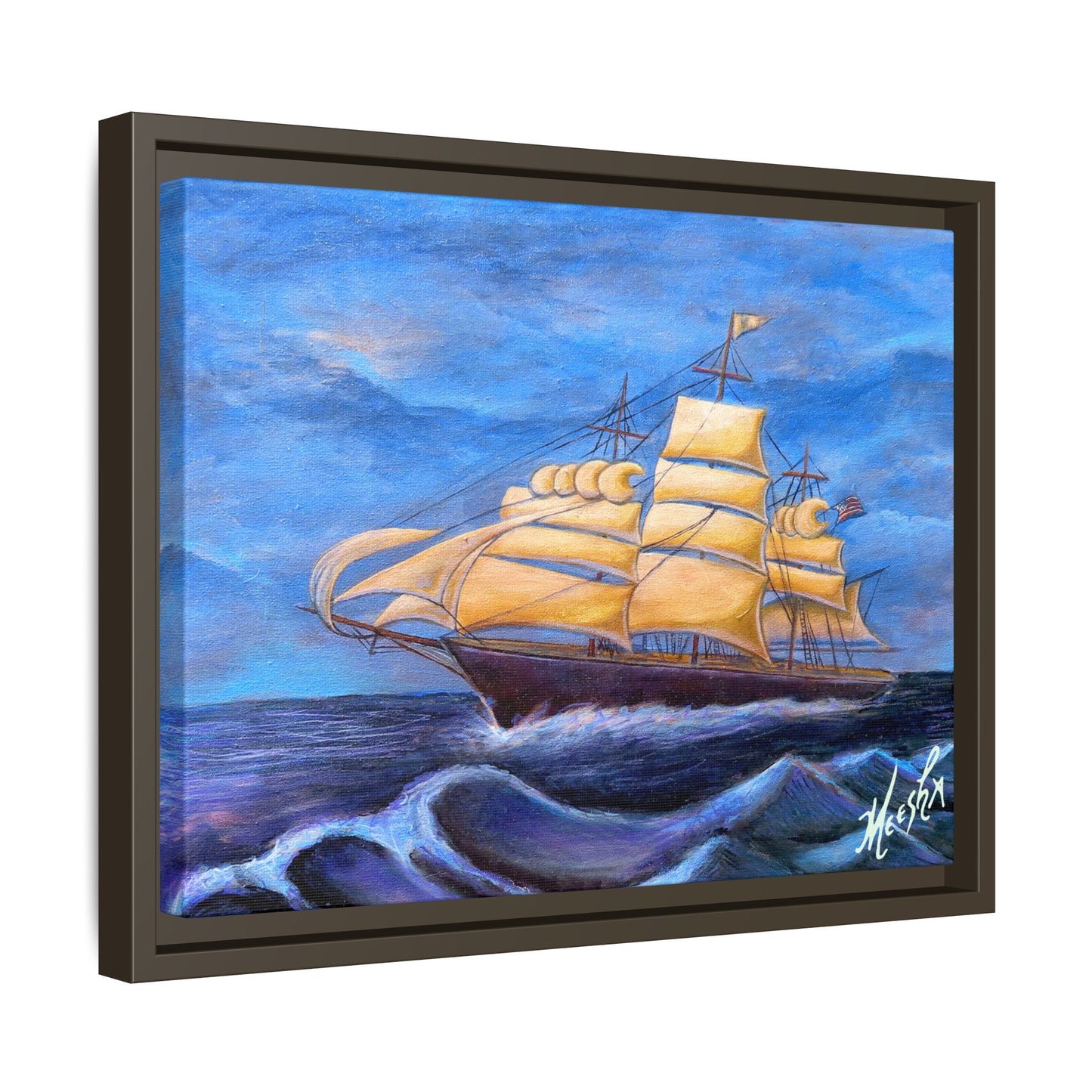 Whimsical Wavehopper Framed Canvas Print