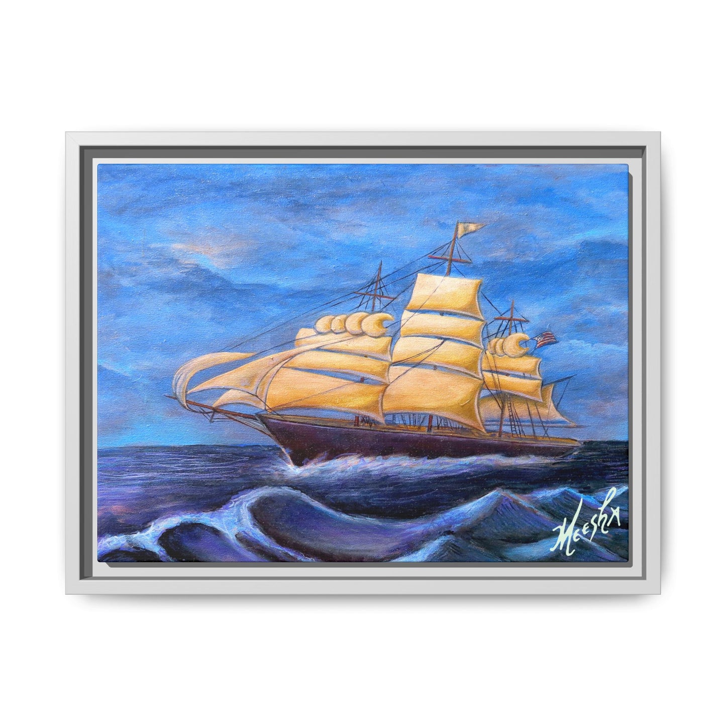 Whimsical Wavehopper Framed Canvas Print