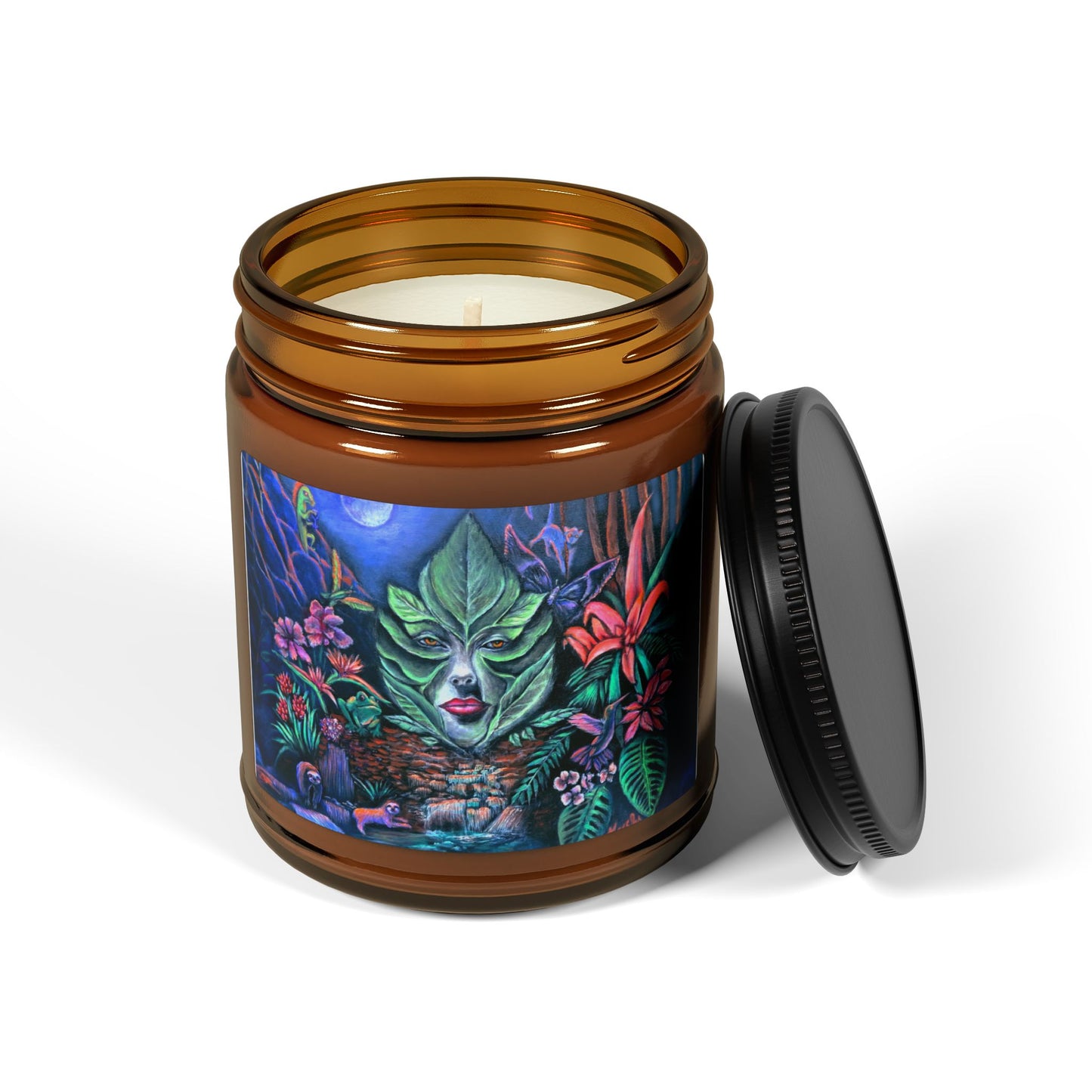 Moonlight Mischief Scented Soy Candles in decorative amber glass jar