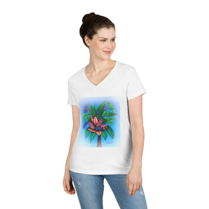 Palm Tree of Life Ladies' V-Neck T-Shirt