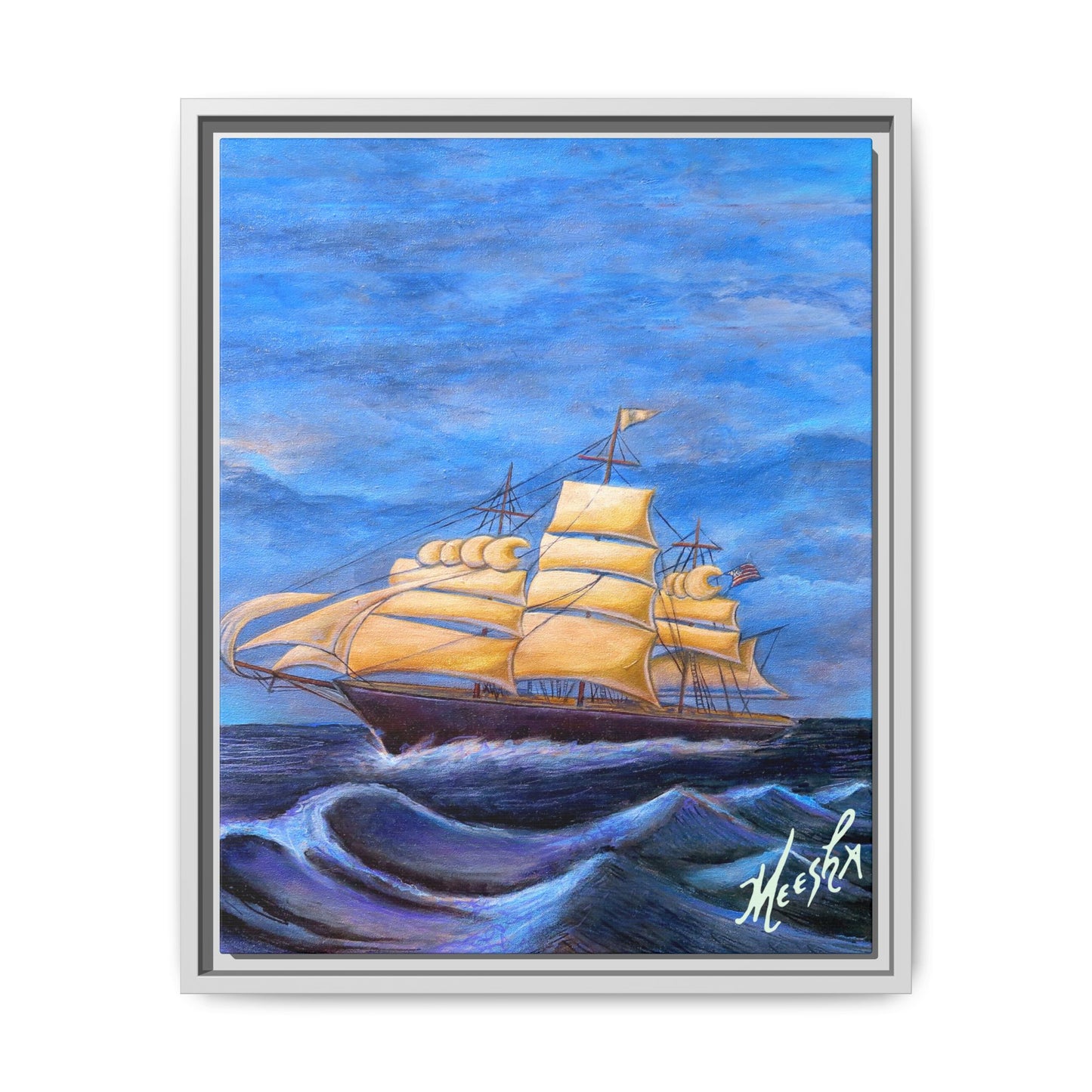 Whimsical Wavehopper Framed Canvas Print