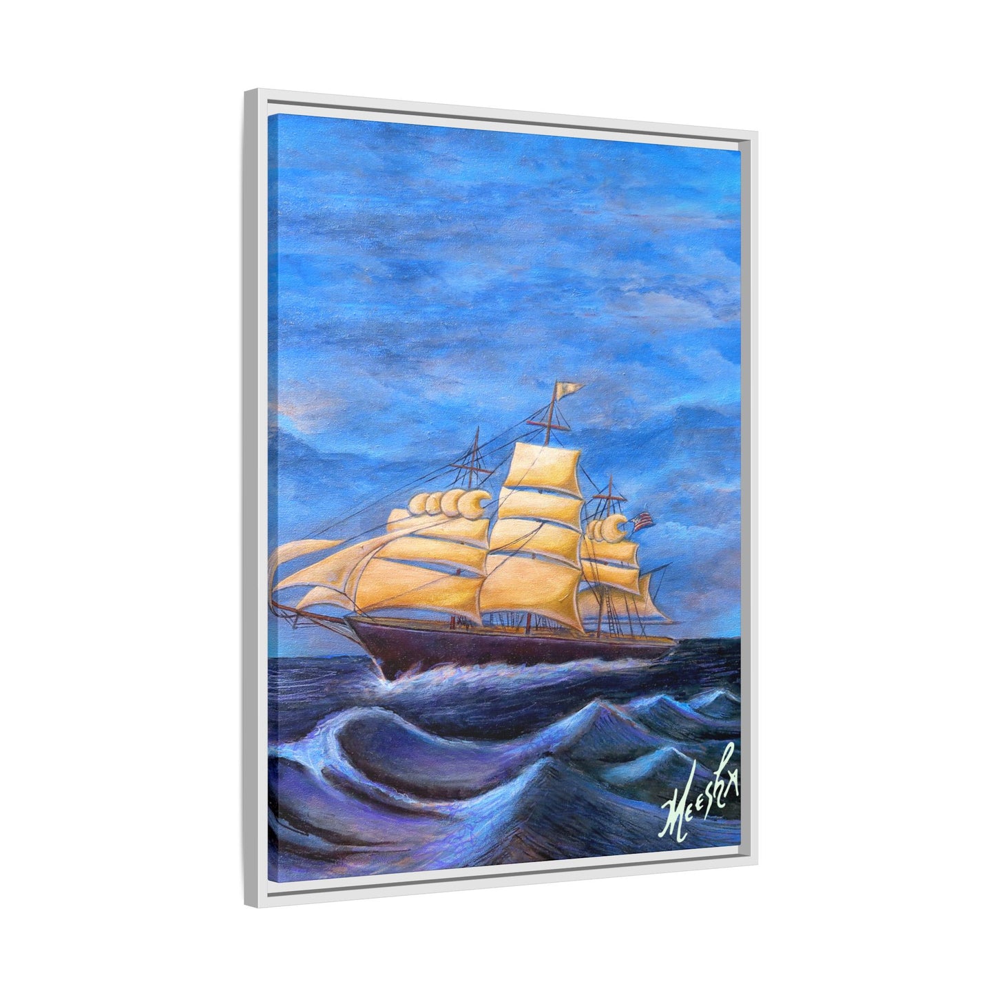 Whimsical Wavehopper Framed Canvas Print
