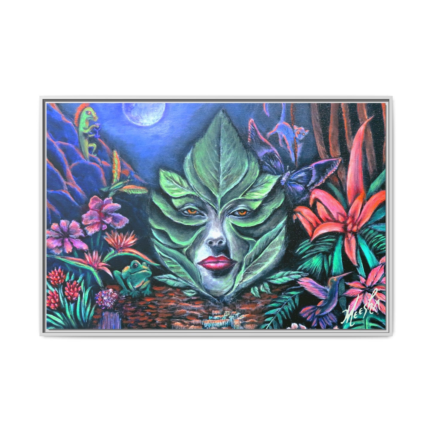 Moonlight Mischief Framed Canvas Print