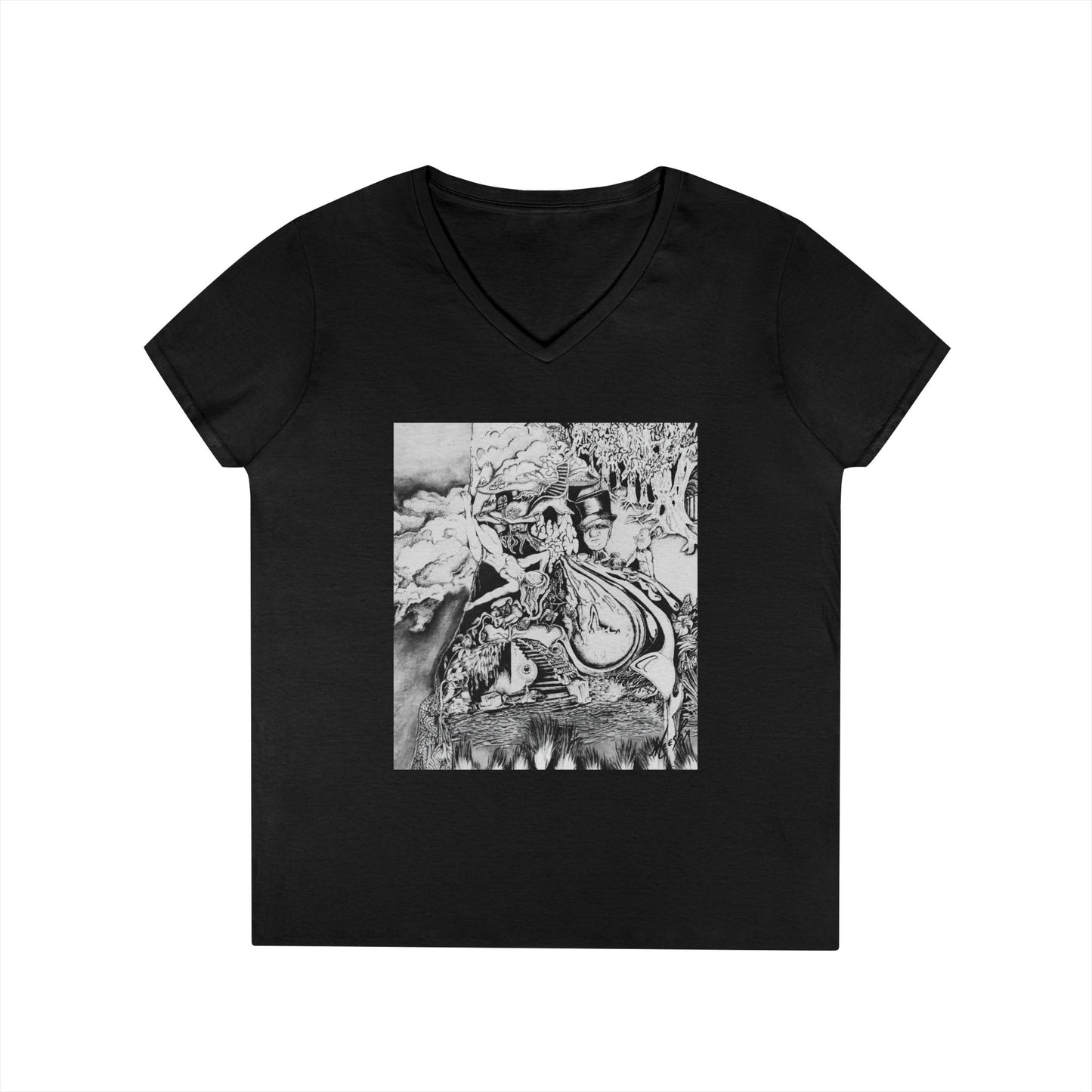 Alice In Wonderland Ladies' V-Neck T-Shirt