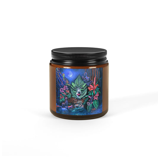 Moonlight Mischief Scented Soy Candles in decorative amber glass jar