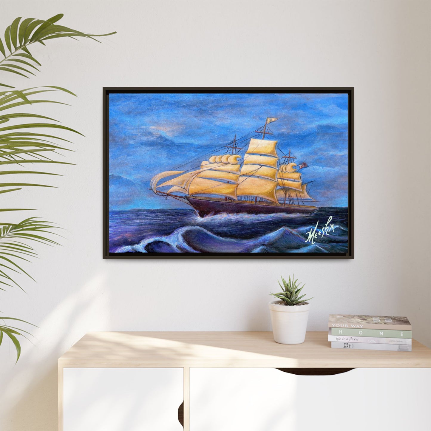 Whimsical Wavehopper Framed Canvas Print