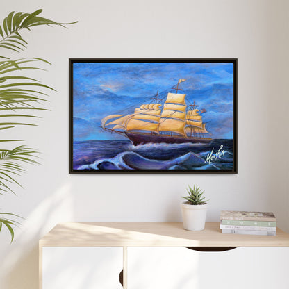 Whimsical Wavehopper Framed Canvas Print