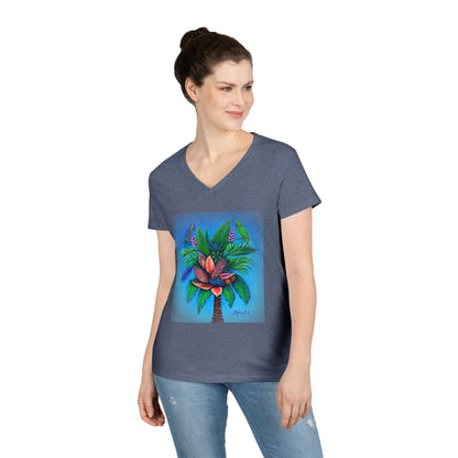 Palm Tree of Life Ladies' V-Neck T-Shirt