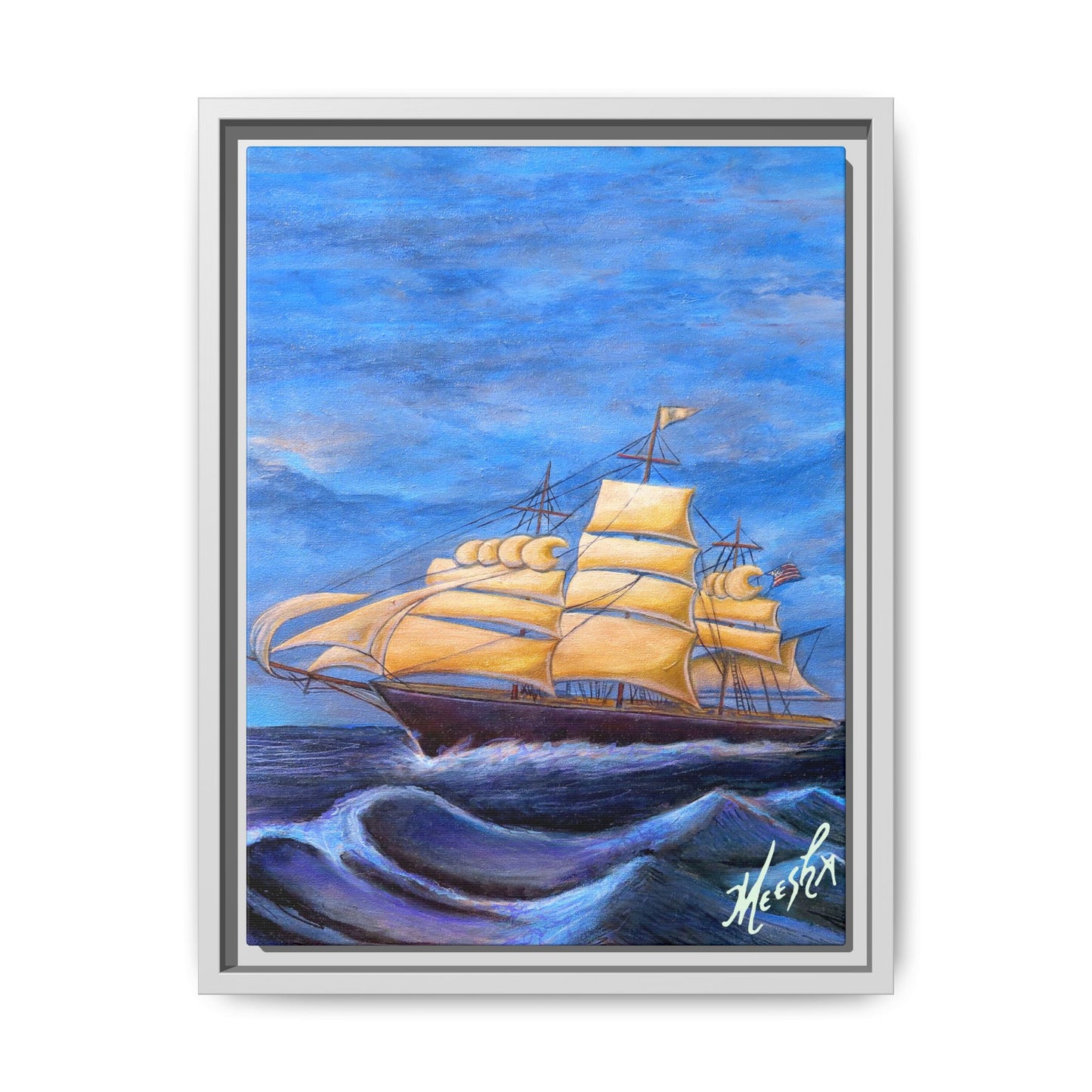 Whimsical Wavehopper Framed Canvas Print