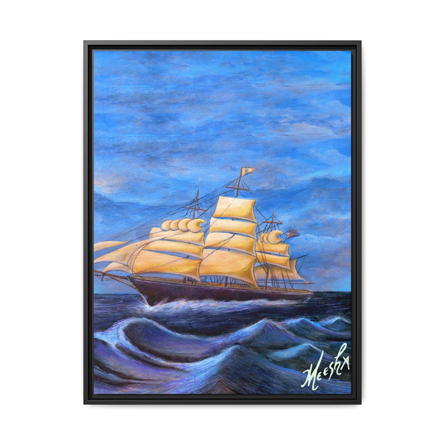 Whimsical Wavehopper Framed Canvas Print