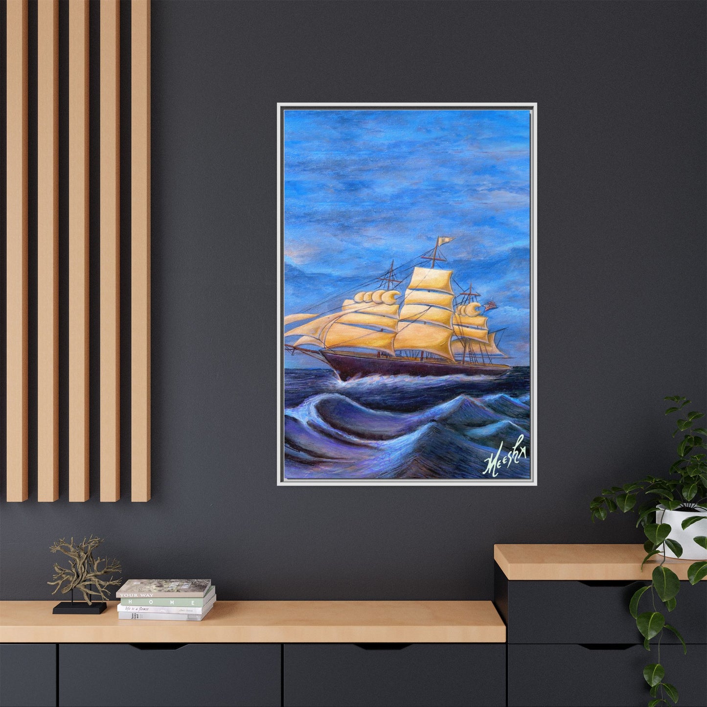 Whimsical Wavehopper Framed Canvas Print