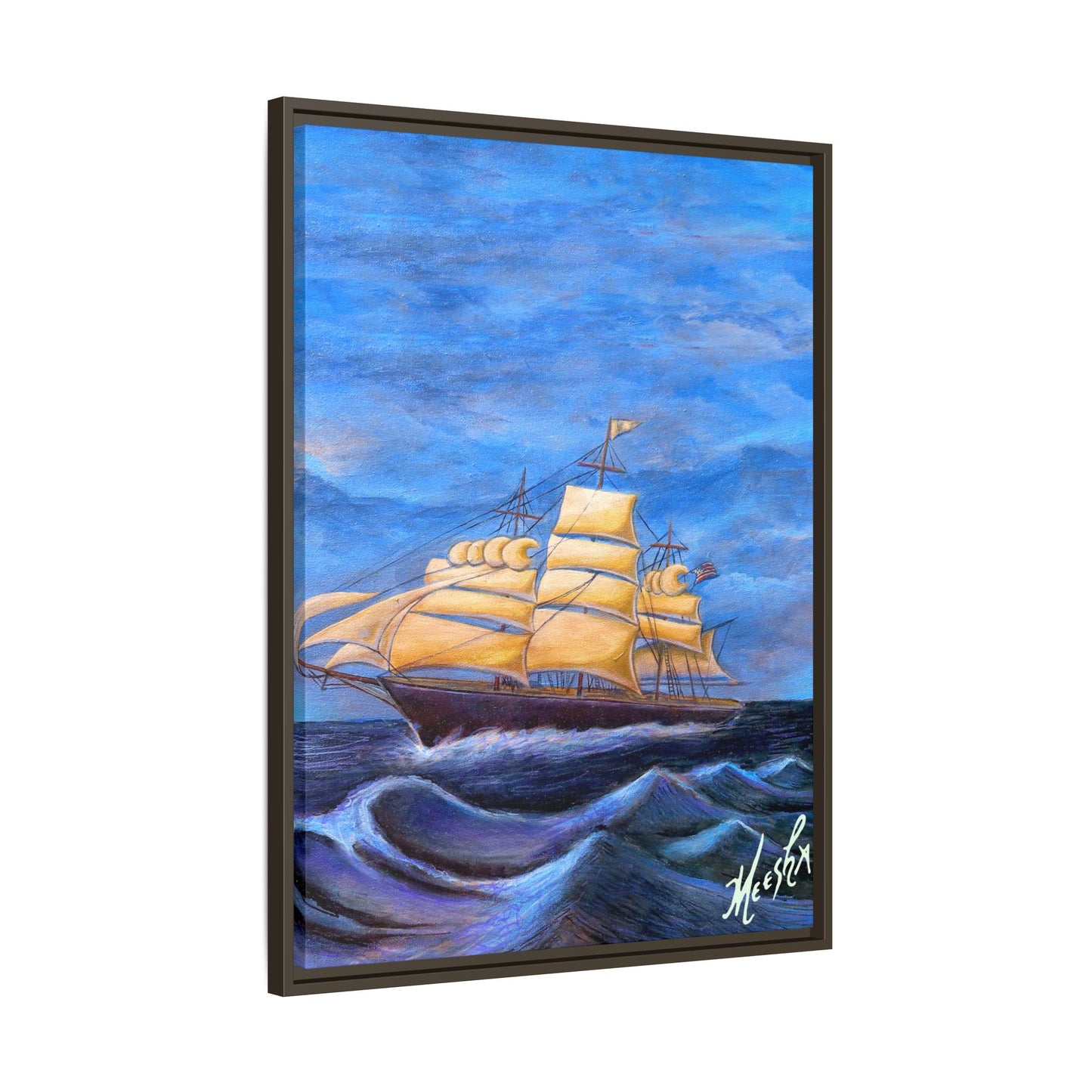 Whimsical Wavehopper Framed Canvas Print