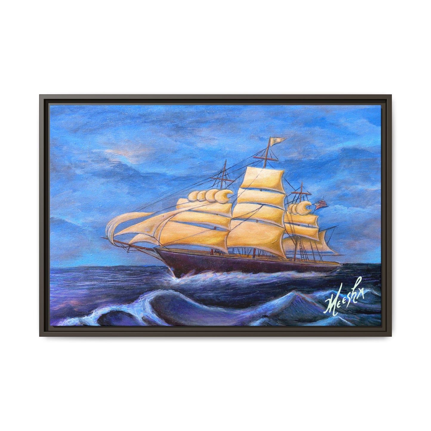 Whimsical Wavehopper Framed Canvas Print