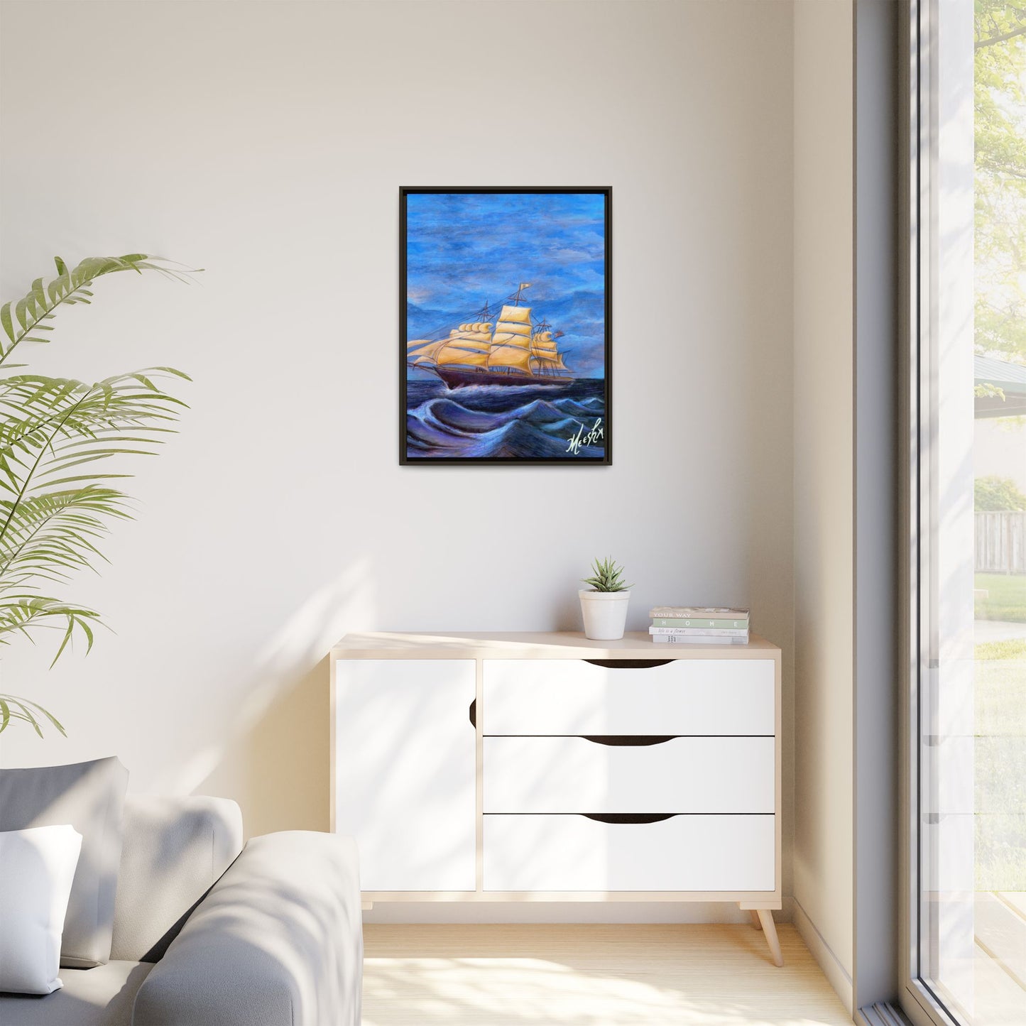 Whimsical Wavehopper Framed Canvas Print