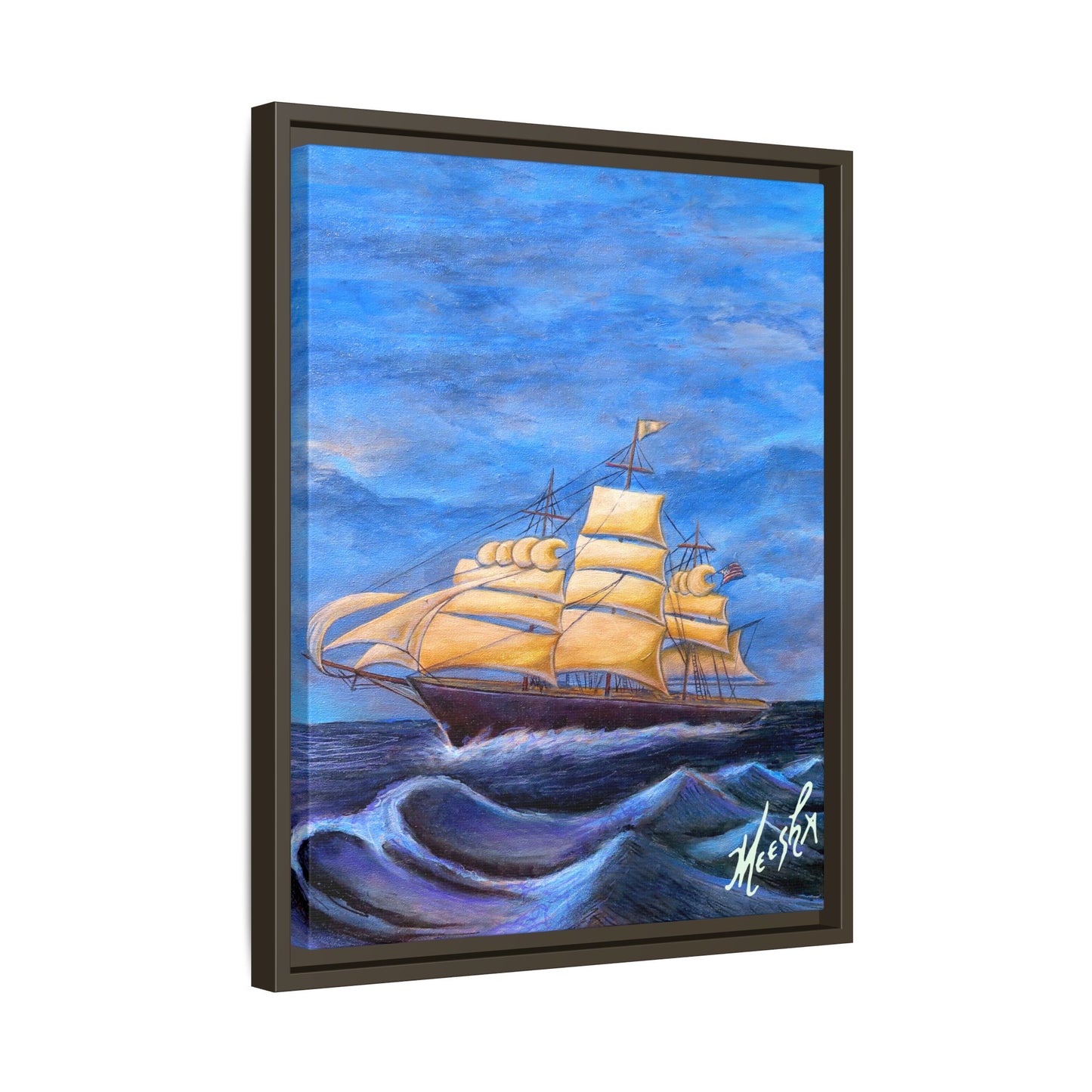 Whimsical Wavehopper Framed Canvas Print