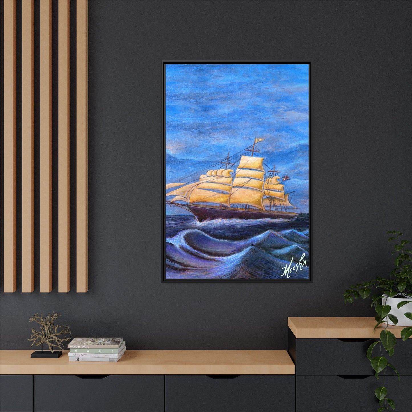 Whimsical Wavehopper Framed Canvas Print