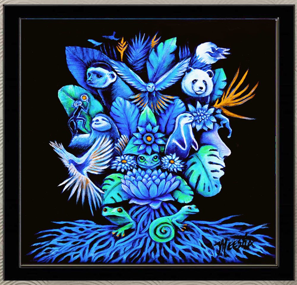 Out of the Blue Framed Canvas Painting