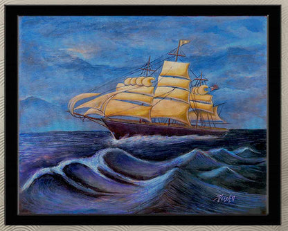 Whimsical Wavehopper Framed Canvas Painting