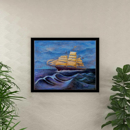 Whimsical Wavehopper Framed Canvas Painting